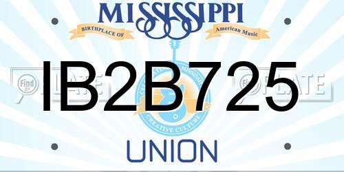 IB2B725 Mississippi License Plate