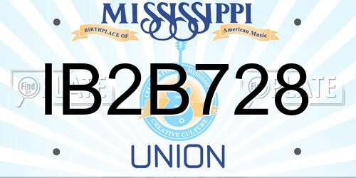 IB2B728 Mississippi License Plate