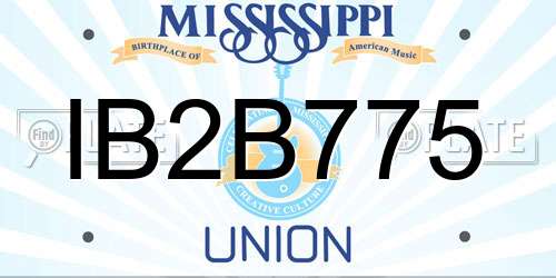 IB2B775 Mississippi License Plate