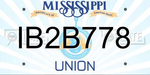 IB2B778 Mississippi License Plate