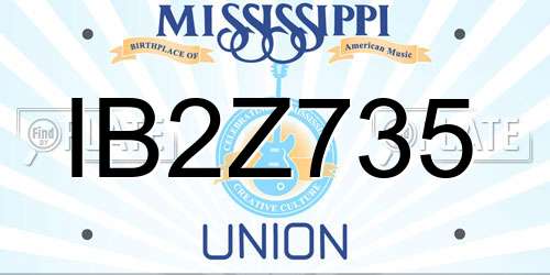 IB2Z735 Mississippi License Plate
