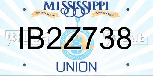 IB2Z738 Mississippi License Plate