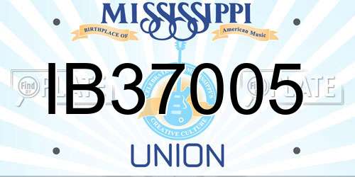 IB37005 Mississippi License Plate