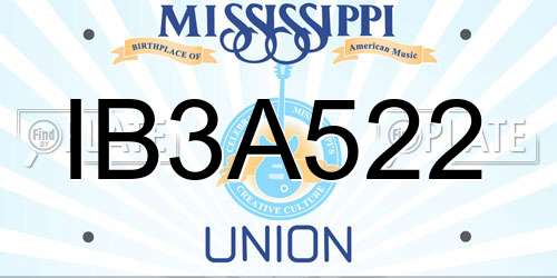 IB3A522 Mississippi License Plate