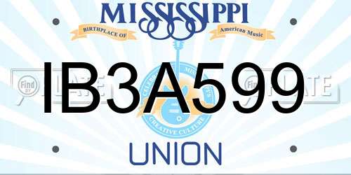 IB3A599 Mississippi License Plate