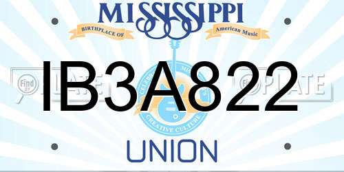 IB3A822 Mississippi License Plate