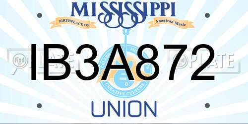 IB3A872 Mississippi License Plate
