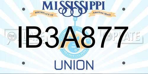 IB3A877 Mississippi License Plate