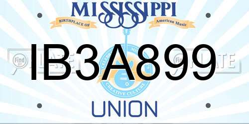 IB3A899 Mississippi License Plate