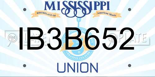 IB3B652 Mississippi License Plate