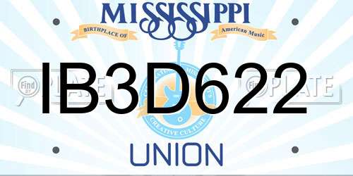 IB3D622 Mississippi License Plate