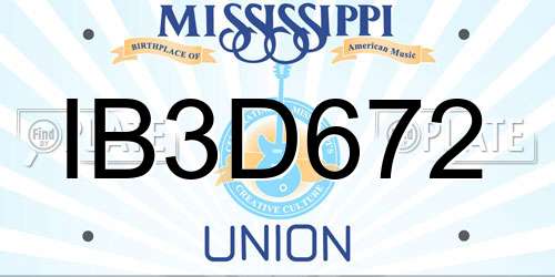 IB3D672 Mississippi License Plate