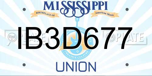 IB3D677 Mississippi License Plate