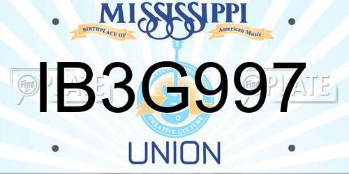 IB3G997 Mississippi License Plate