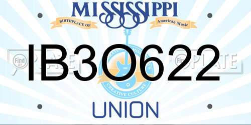 IB3O622 Mississippi License Plate