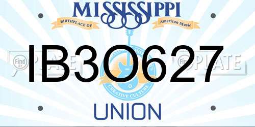 IB3O627 Mississippi License Plate
