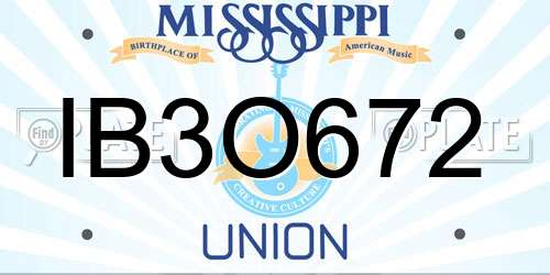 IB3O672 Mississippi License Plate