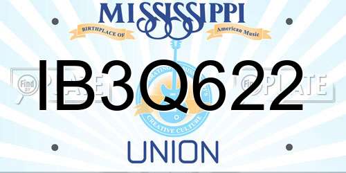 IB3Q622 Mississippi License Plate