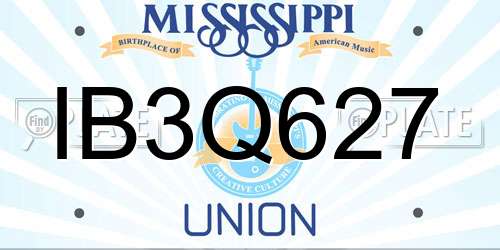 IB3Q627 Mississippi License Plate