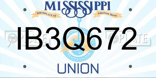 IB3Q672 Mississippi License Plate