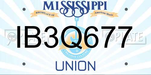 IB3Q677 Mississippi License Plate