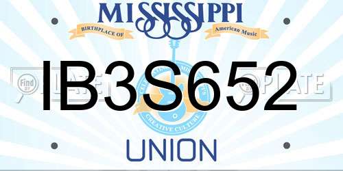 IB3S652 Mississippi License Plate
