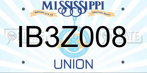 IB3Z008 Mississippi License Plate