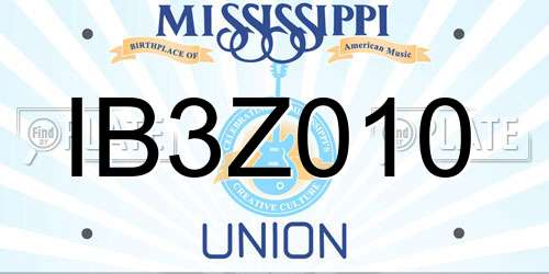 IB3Z010 Mississippi License Plate