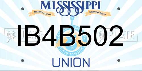 IB4B502 Mississippi License Plate