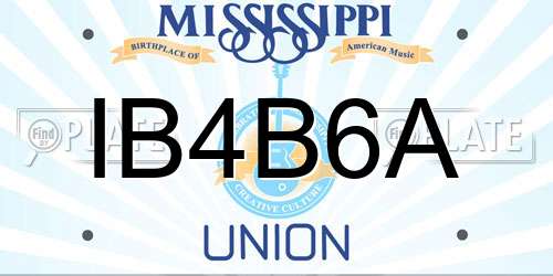 IB4B6A Mississippi License Plate
