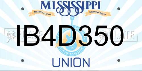 IB4D350 Mississippi License Plate