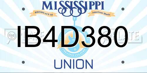 IB4D380 Mississippi License Plate