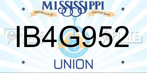 IB4G952 Mississippi License Plate