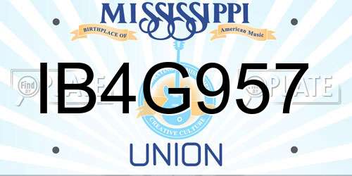 IB4G957 Mississippi License Plate