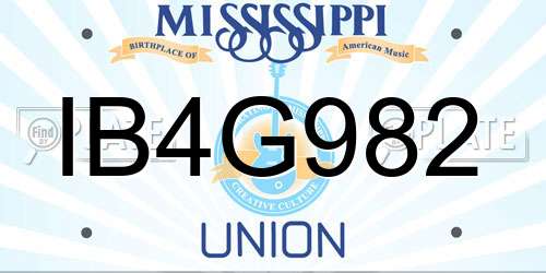 IB4G982 Mississippi License Plate