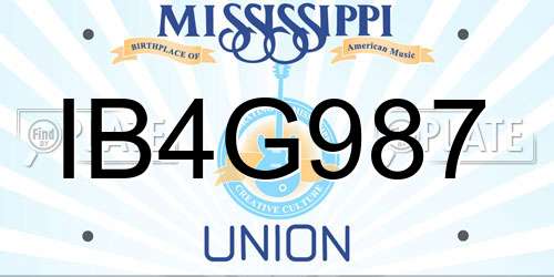IB4G987 Mississippi License Plate