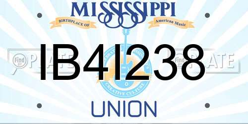 IB4I238 Mississippi License Plate