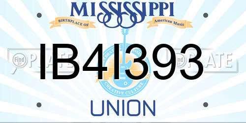 IB4I393 Mississippi License Plate