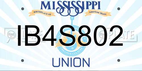 IB4S802 Mississippi License Plate