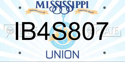 IB4S807 Mississippi License Plate