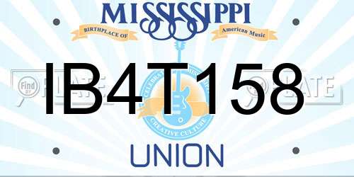 IB4T158 Mississippi License Plate