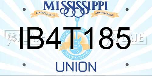 IB4T185 Mississippi License Plate