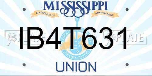 IB4T631 Mississippi License Plate
