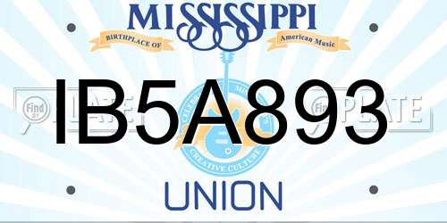 IB5A893 Mississippi License Plate