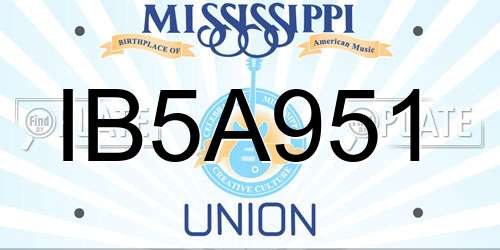 IB5A951 Mississippi License Plate