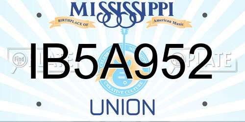 IB5A952 Mississippi License Plate