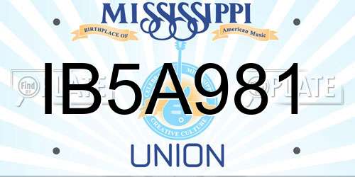 IB5A981 Mississippi License Plate