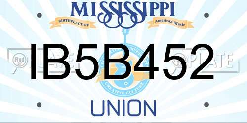 IB5B452 Mississippi License Plate