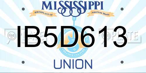IB5D613 Mississippi License Plate