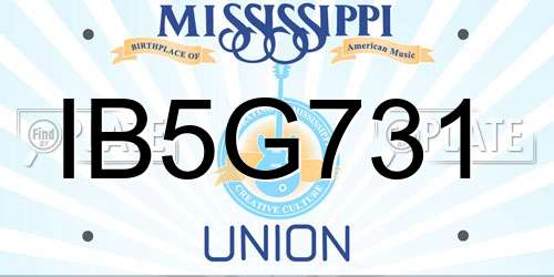 IB5G731 Mississippi License Plate